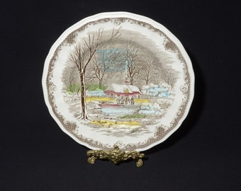 Shakespeare Sonnets dinner plate 10 inches Anne Hathaway's Cottage Kensington R2815 England vintage Transferware winter scene