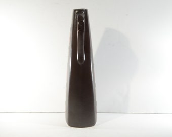 ヴィンテージ Strehla Keramik 東ドイツ製 花瓶 ダークブラウン
