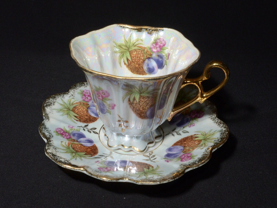 Shafford Hand Decorated Japan Blue Lilac Teacup and Saucer Lusterware ...