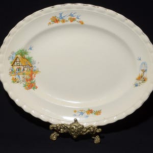 J & G Meakin Sol Homeland serving plate serving dish 12 inches platter band scalloped edge England ironstone 391413 shallow bird