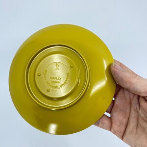 Vintage Set of 4 MAPLEX Melmac Mustard yellow Teacup and saucer yellow Mid century Hard Plastic Melamine Camping cups 8 pc image 7
