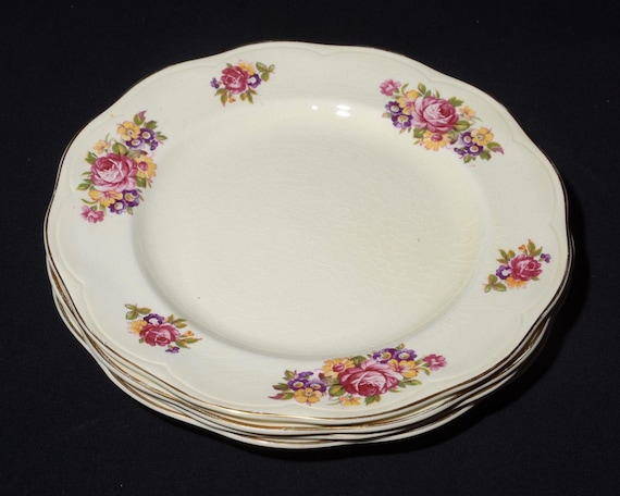 REGENCY British Anchor Fleurette Bone China Set of 4 Dinner Plate