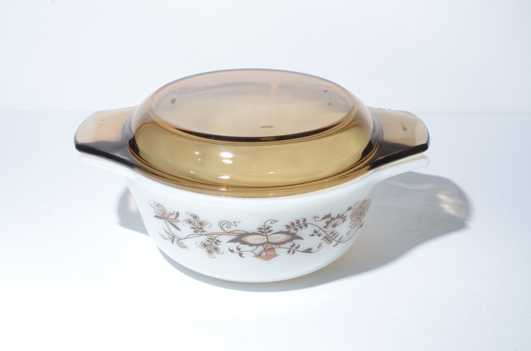PYREX England JAJ Small Brown Vine Round Casserole Dish 6 Inches Lid ...