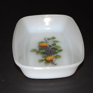 ARCOPAL Fruits de France Frutas de Francia Plato rectangular de cristal de leche vintage para servir, mantequillera, decoración de frutas Francia