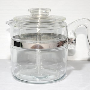 PYREX Flameware 6 tasses Cafetière en verre Percolateur toutes les pièces # 7756 Carafe à café vintage Retro by Corning théière théière USA