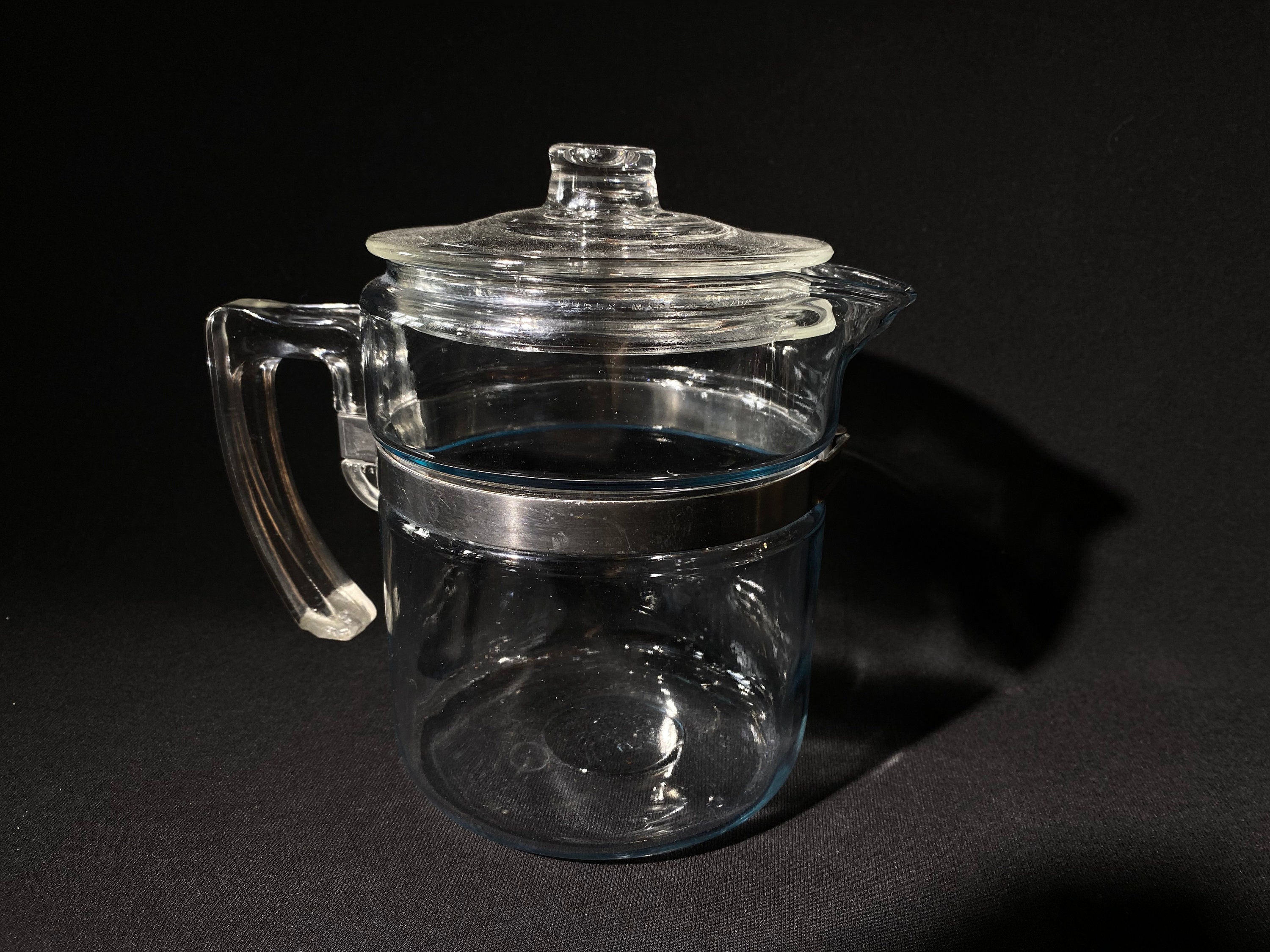 Vintage Blue Pyrex Flameware Pots Set of Four 4 Detachable Handles Clear  Handles 