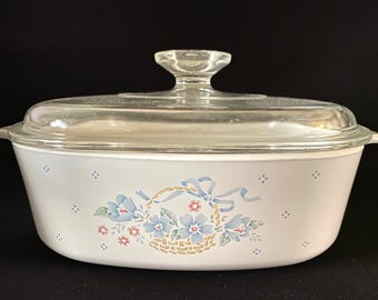 CORNING WARE ブルーリボン フラワーバスケットキャセロール 2クォート