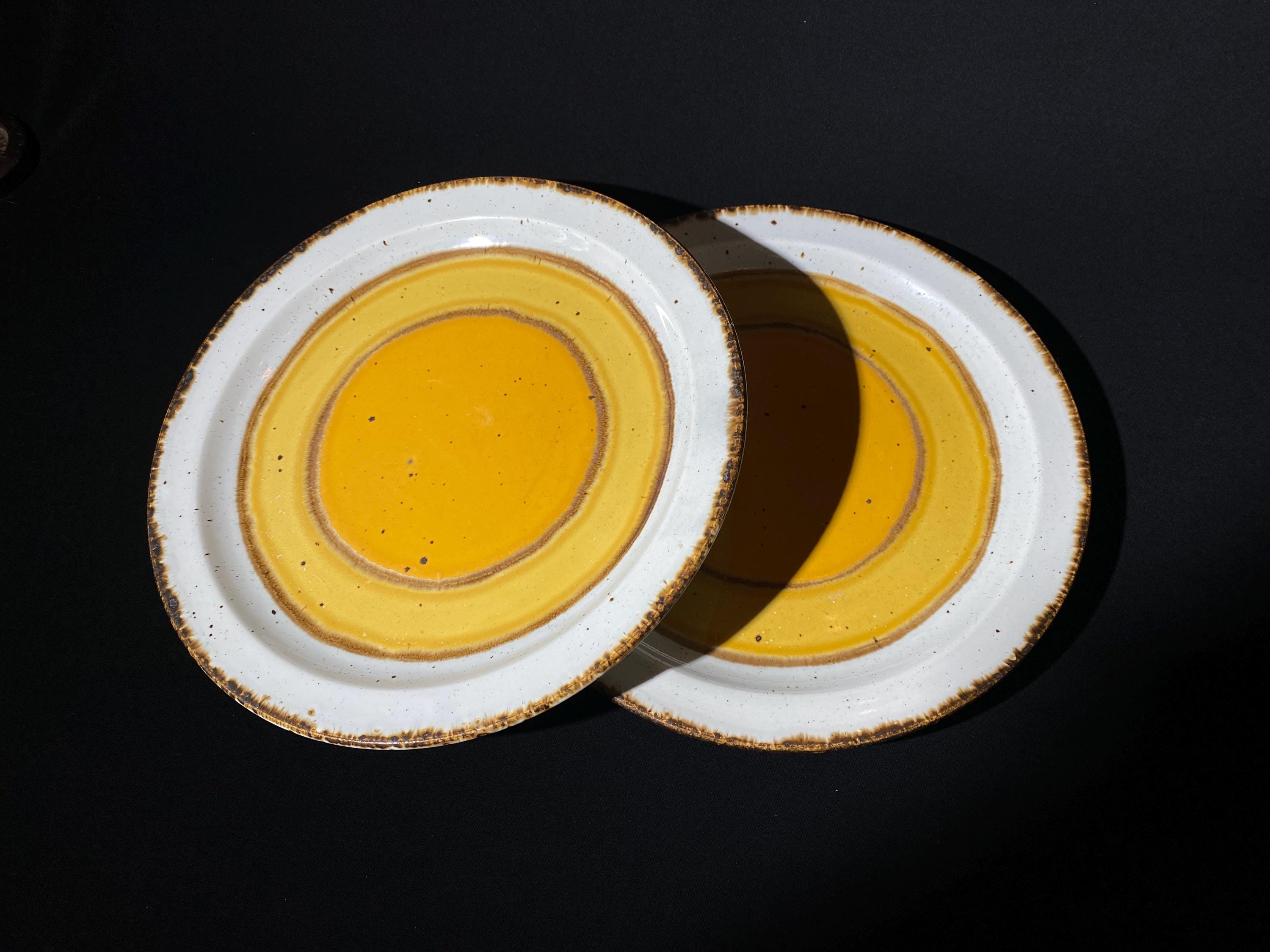Set of 2 Stonehenge Midwinter Sun Dinner Plate Orange Yellow