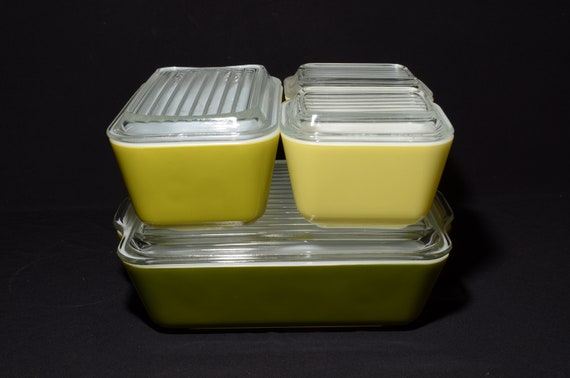PYREX Verde Full Set Fridgie Lid Fridge Vintage Pyrex Set