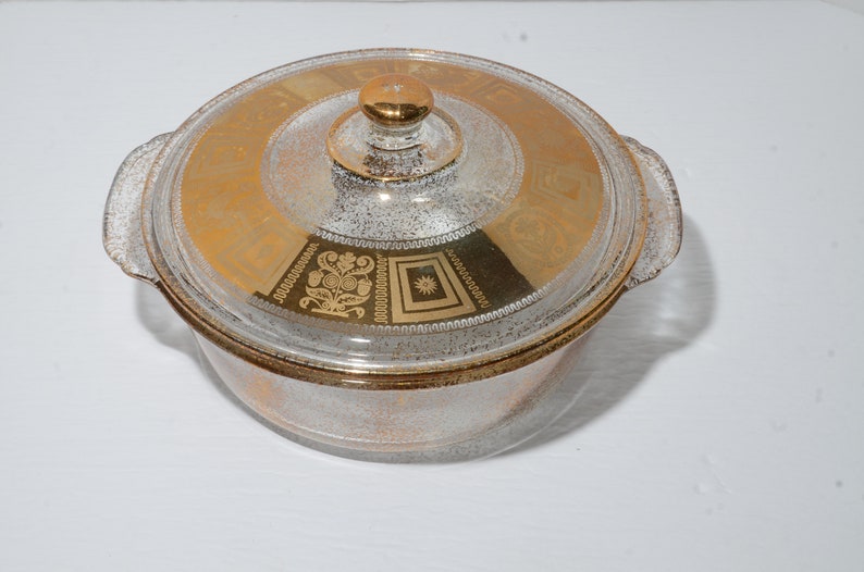 Fire King Culver 22k Gold Oven Glass Casserole Dish Etsy