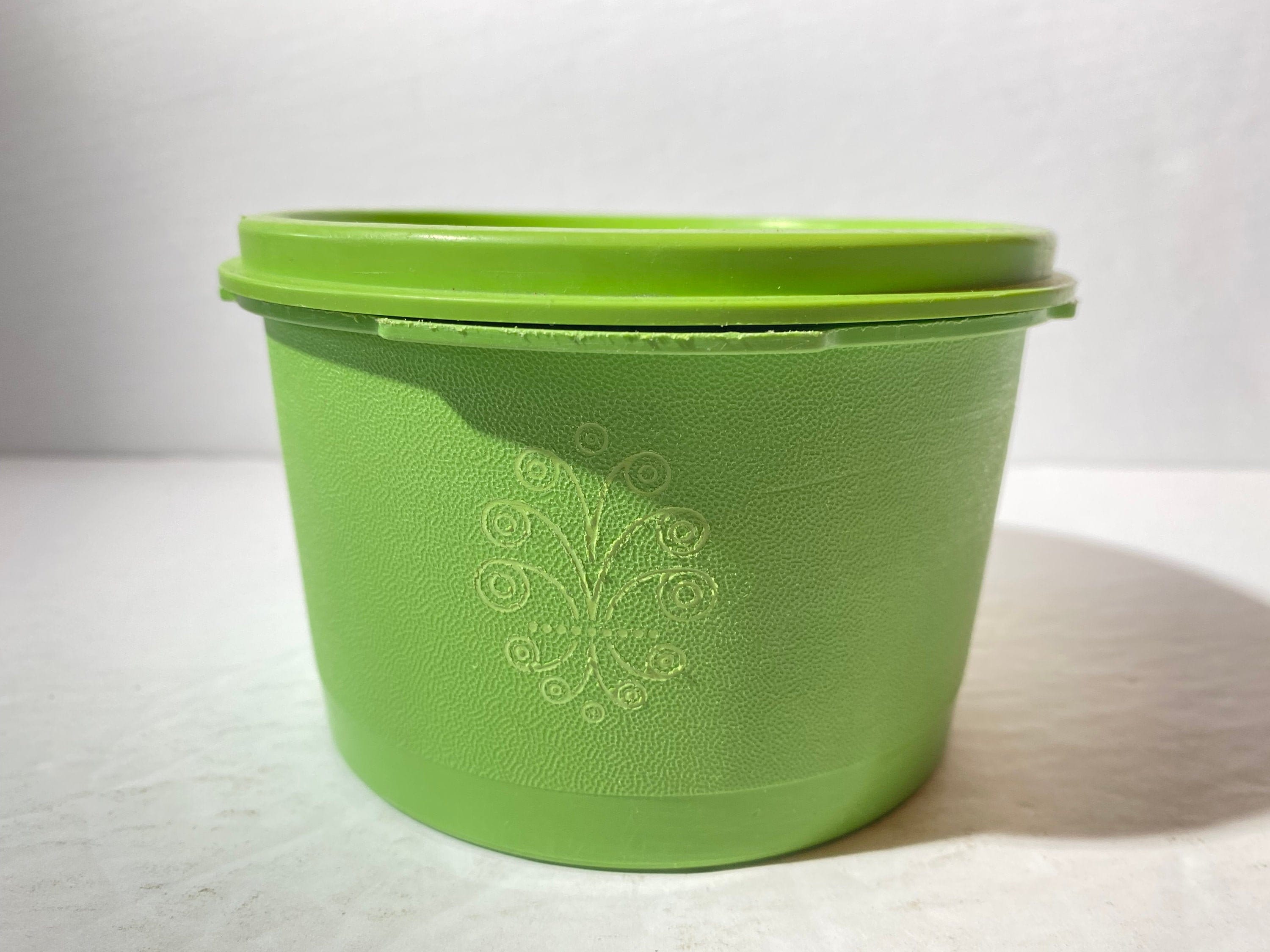 Vintage Tupperware Apple Green Set Of Two Canisters W/ Lids