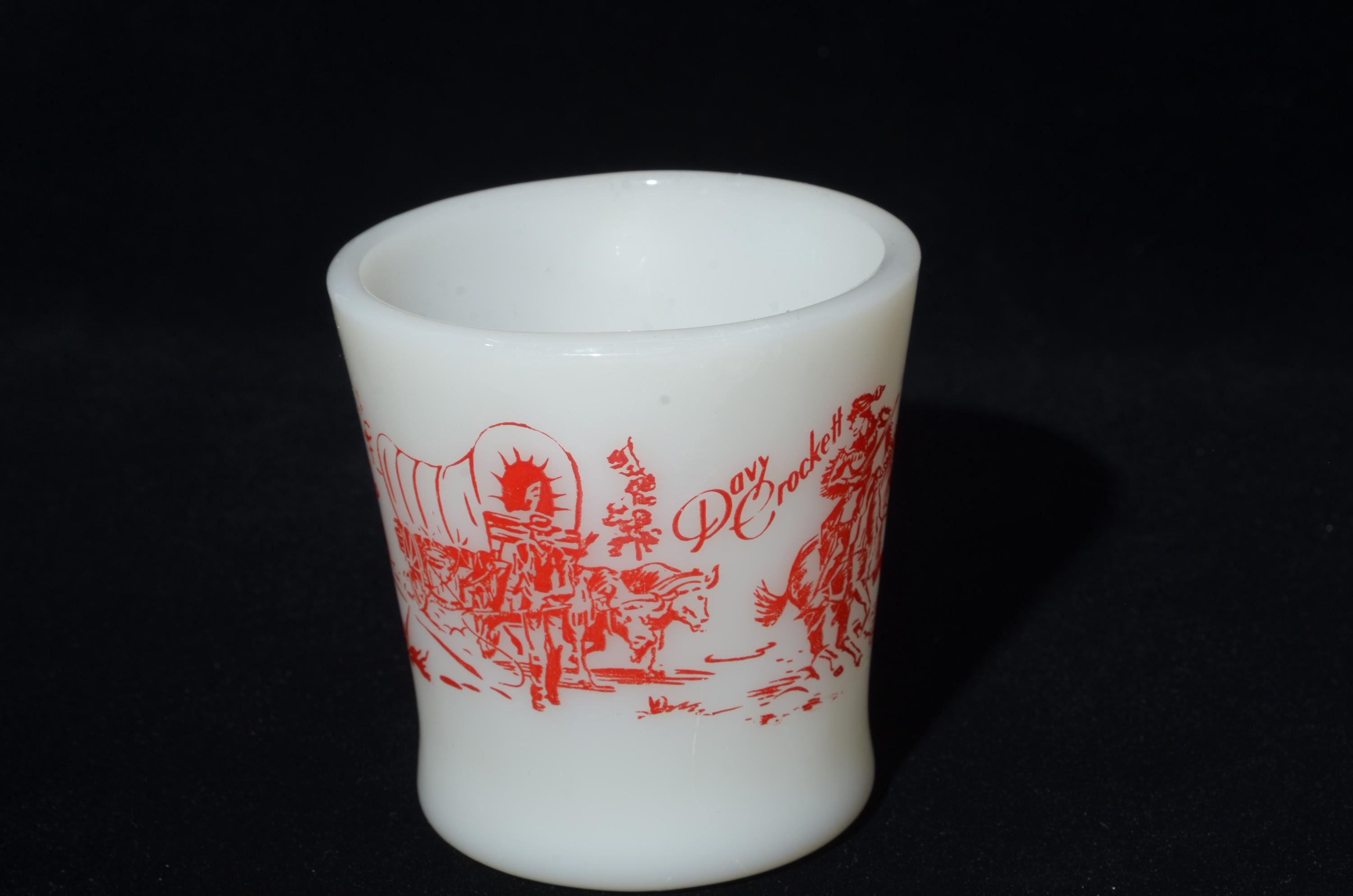 FIRE King Davy Crocket Coffee Mug Flowers D Handle Milk Glass