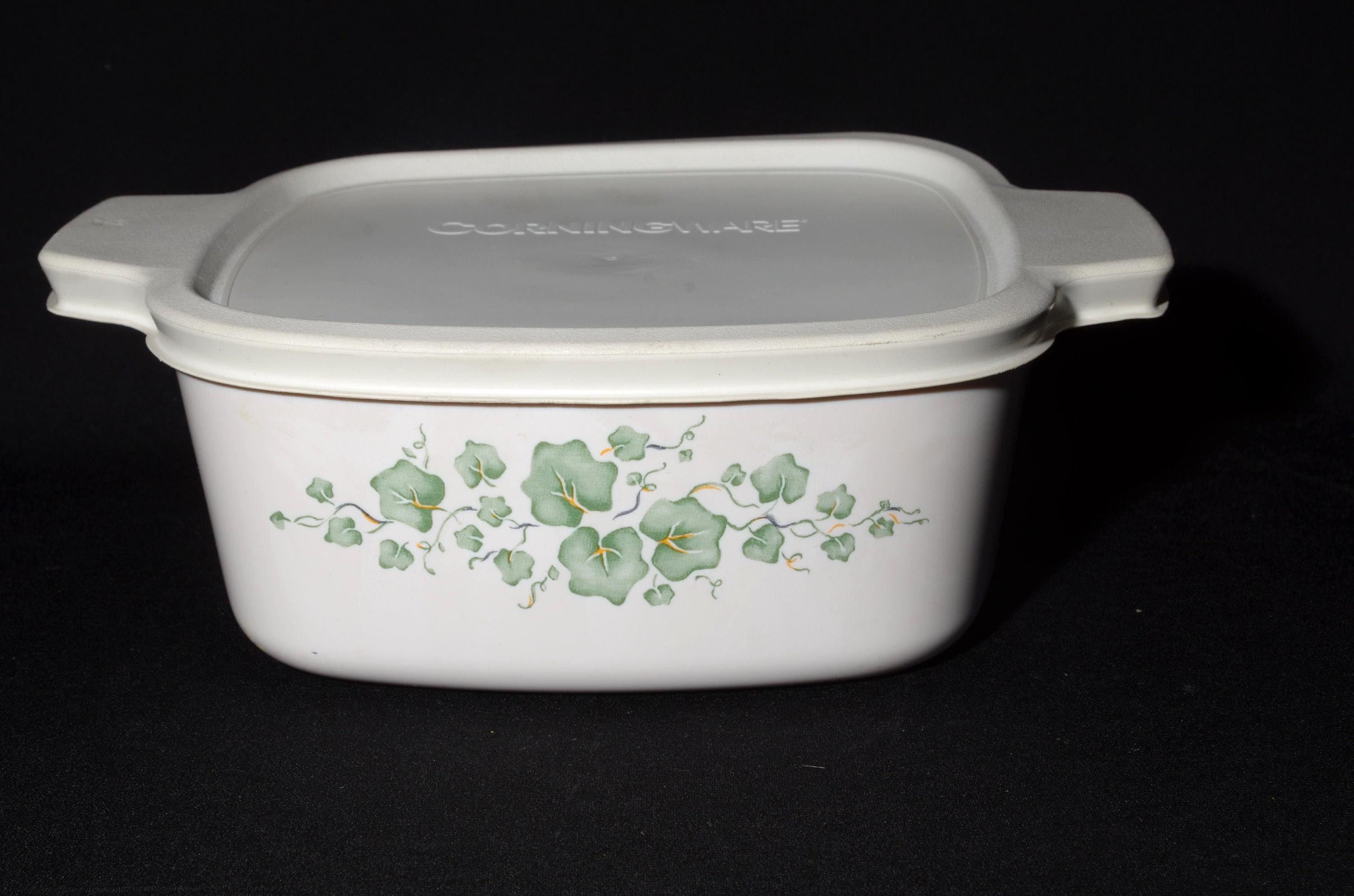 CORNING WARE 1-1/2 Qt Vintage Callaway Green Leaves Casserole