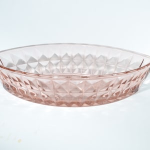 Jeannette Glass Windsor serving bowl oval bowl pointed ends Pink Depression Glass Pink Depression Pink glass diamond boat shape