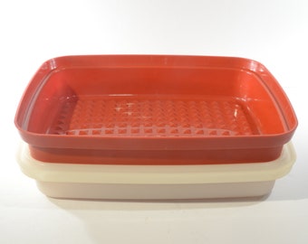 TUPPERWARE LARGE SEASON SERVE MARINADE CONTAINER Meat Vegetables + 1294  1295 Red