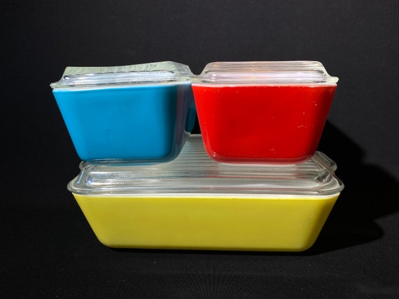PYREX Primary Full Set Fridgie Lid Fridge Vintage Pyrex Set 1950s