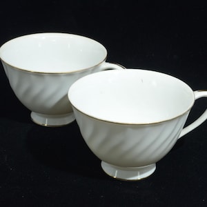 Set of 2 vintage White Swirl Teacup gold trim made in Japan coffee cup teacup NO saucer