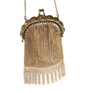 Small gold mesh wallet Art Deco gold color Small gold mesh coin purse