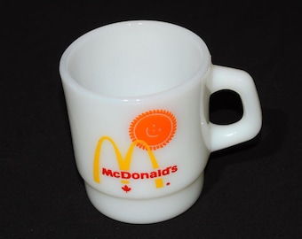 Taza de café MINT Fire King McDonald's con asa en forma de D, taza de té, vaso de leche, vintage, rara, sin burbuja de diálogo, sin "Buenos días".