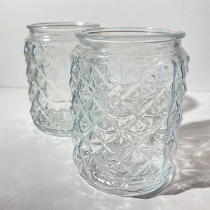 Set of 2 Vintage Clear Pressed Glass Lamp Light Fixture Cover Jelly jar Ceiling Light Porch Light Globe Fostoria American Pattern