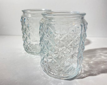 Set of 2 Vintage Clear Pressed Glass Lamp Light Fixture Cover Jelly jar Ceiling Light Porch Light Globe Fostoria American Pattern