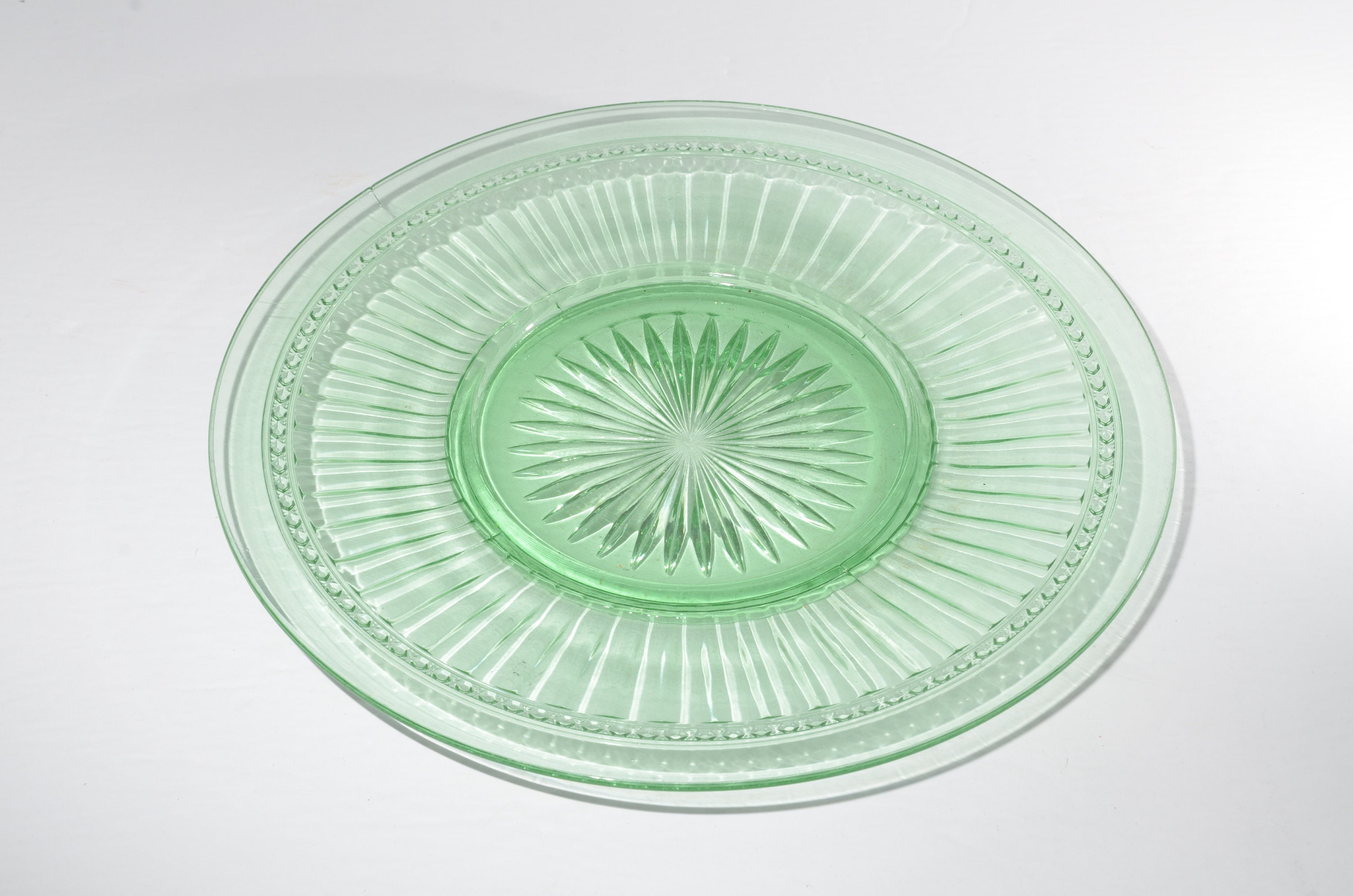 Green Depression Glass Platter Serving Plate 10 3/4 Inches Etsy Canada