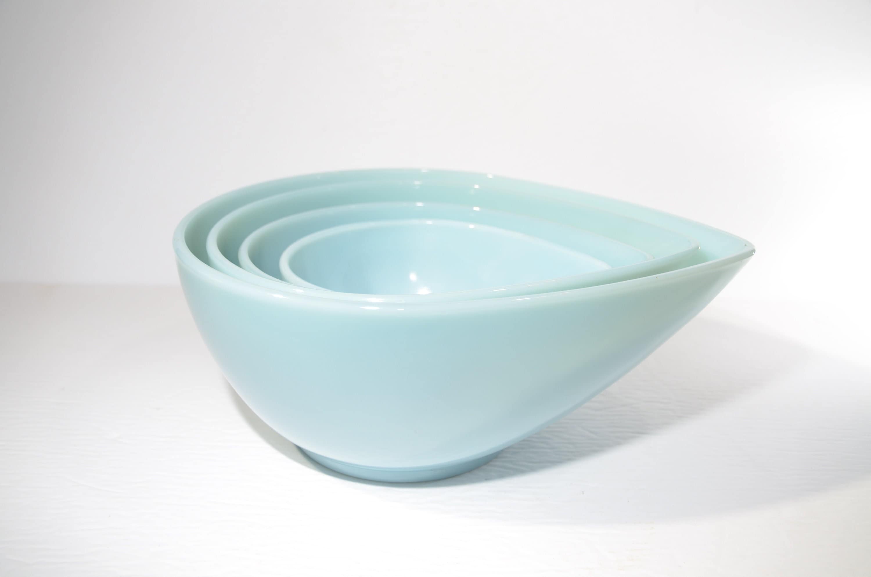 Fire King Delphite Blue Swedish Bowl Teardrop Complete Set