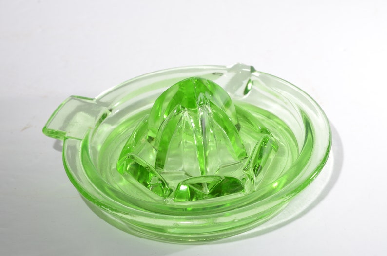 Uranium Glass Lemon Juicer Green Depression Juice Reamer Lemon Etsy