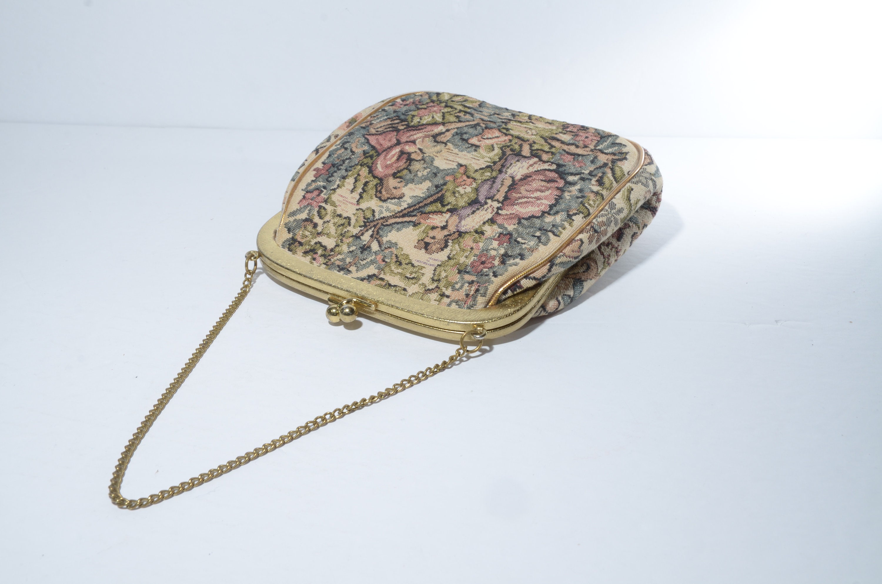 Vintage Julius Resnick JR MIAMI Needlepoint Handbag Courting Couple Tapestry