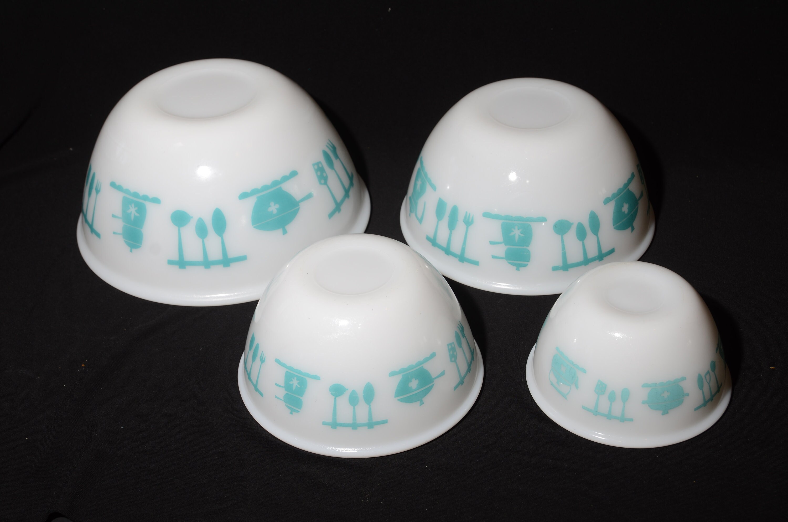 HAZEL ATLAS ターコイズミキシングボウル 4個セット キッチン用品