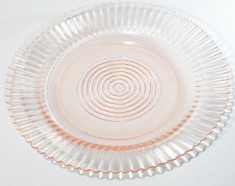 Plato llano Mac Beth-Evans Glass PETALWARE, cristal rosa de la época de la Gran Depresión, 23 cm (9 pulgadas), MacBeth