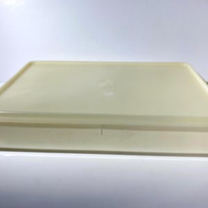 May include: A white plastic rectangular storage container with a lid. The container is empty.