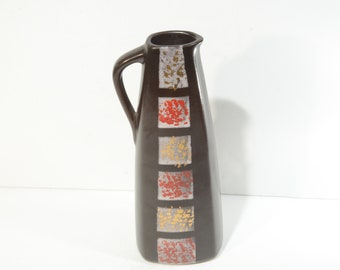 ヴィンテージ Strehla Keramik 東ドイツ製 花瓶 ダークブラウン