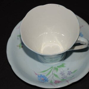 Amazing ROYAL GRAFTON Teacup and saucer set in Blue with floral design Tea Cup 6441 Blue Cups Bone China Cup Corset Style Tea Cup image 4