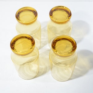 Set of 4 Vintage amber highball glass Drinking glasses set 5 1/2 tall Heavy bottom Tumbler Barware MCM cocktail glasses yellow amber image 3