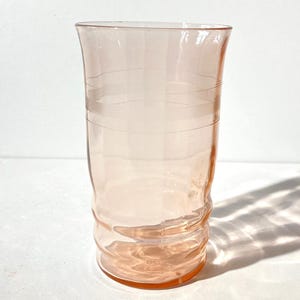 MacBeth-Evans Pink depression glass tumbler 4 3/4" tall tea vintage pink depression Pink glass ring frosted band ribbed MacBeth Evans image 1