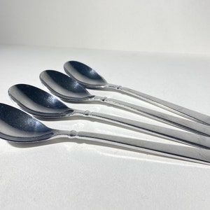 Vintage Set von 4 Rogers Flachware Esslöffel Edelstahl Korea Mid Century Besteck Suppenlöffel USA