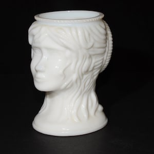 Vintage Milchglas Damen Kopf Vase Weiße Milchglas Planter Planter Vase