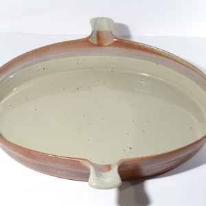 Cazuela ovalada vintage con asa Sial Hors serie 12X9.5" cerámica artística color óxido Gaétan Beaudin con asa moteada Canadá Cerval gres