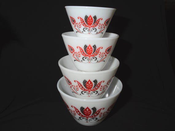 多様な FIRE King Red and Black Modern Tulip Nesting Bowl Splash 保存容器・ケース