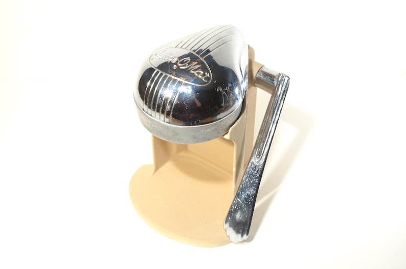 Vintage Rival Juice-O-Mat manual juicer Chrome beige Mid century handle retro barware fonctionnal image 1