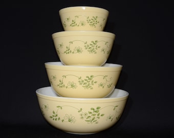 Vintage Pyrex Shenandoah Casserole Set: Wintergreen Green Floral