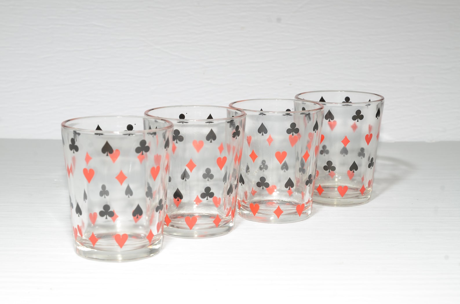 Set of 4 Mustard Glass Vintage Playing Card Glass Retro Glass Etsy