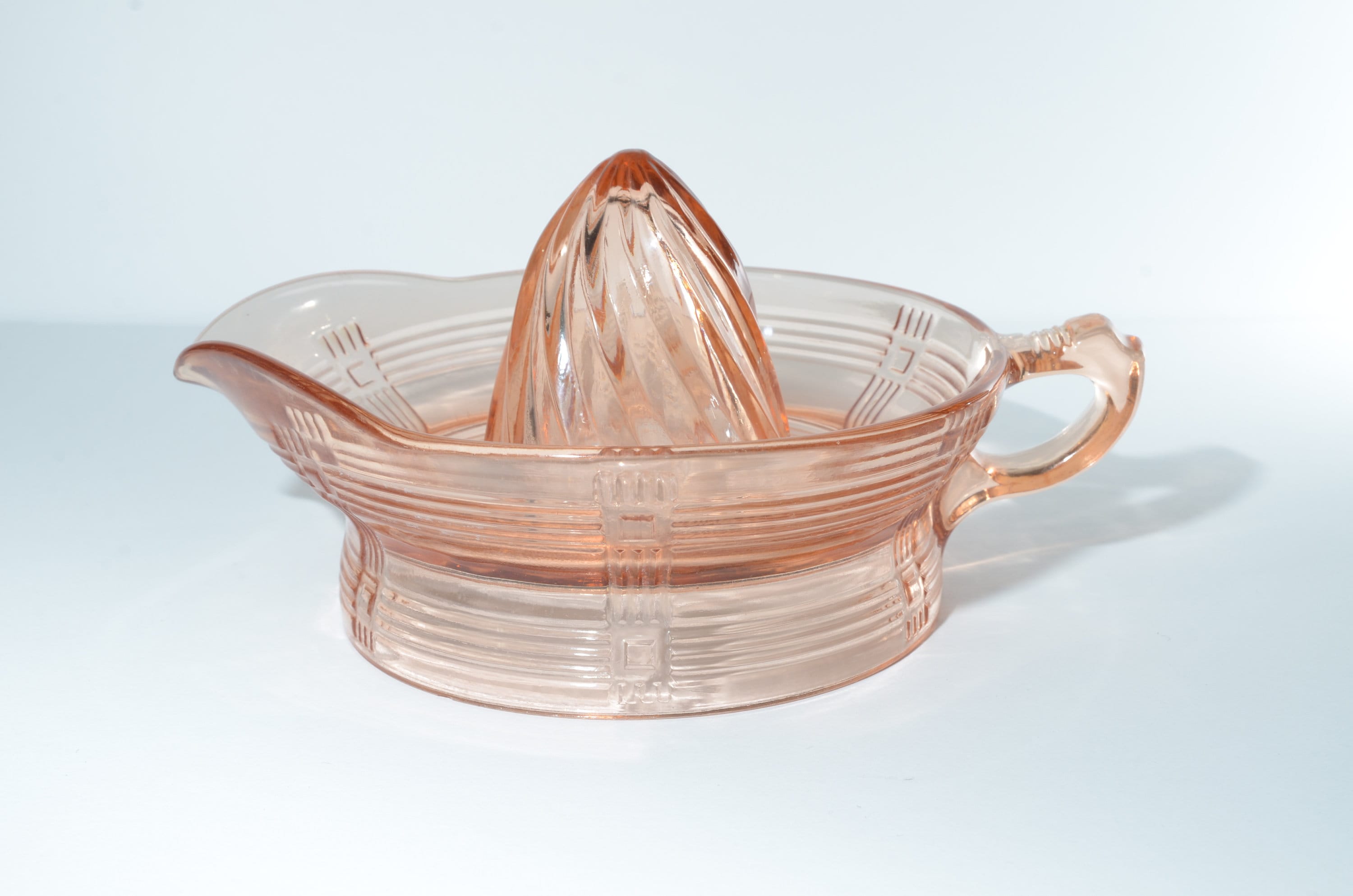 アンティーク　ディプレッショングラス　ガラス　ローリングピン　ピンク　麺棒　レア HAZEL ATLAS ピンク デプレッションガラス クリスクロス ガラス レモン