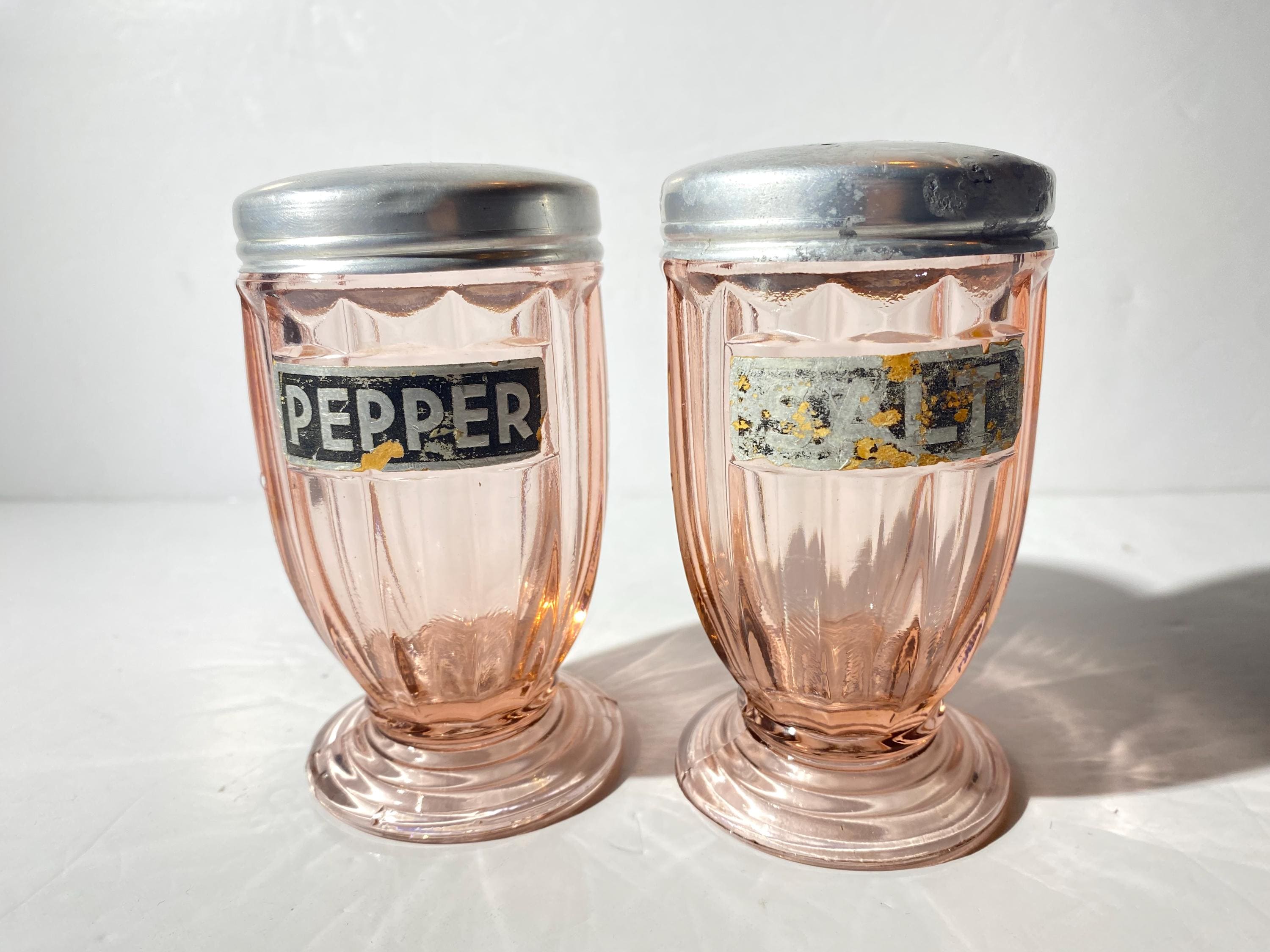 Vintage Set of 2 Jenny Ware Shaker Pink Depression Glass Glassware