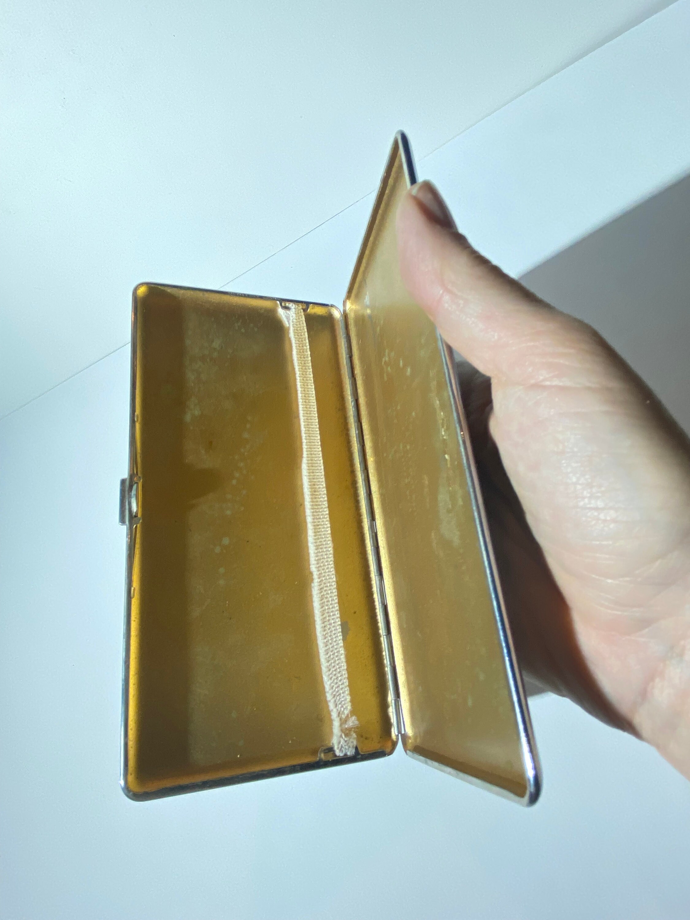 Vintage Kincraft Cigarette Case Tin Box Holder Compact Rectangle Vanity  Decor Made in England Silver Tone Metal Art Deco