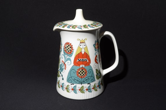 Norway Figgjo Saga Pitcher Lid Blue Vintage Midcentury Turi