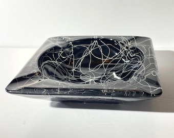 アンバーガラススクエアミッドセンチュリーモダンヴィンテージ灰皿3.25