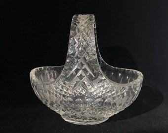 Kristallen mand Snoepschaal vintage geslepen glazen fruitmand 8"H glas