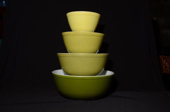 Full Set (4) of PYREX VERDE Mixing Bowls Vintage Pyrex Mixing Bowl